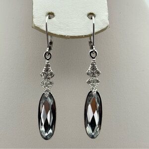 GIVENCHY Crystal Drop Earrings – Silver Tone Leverback